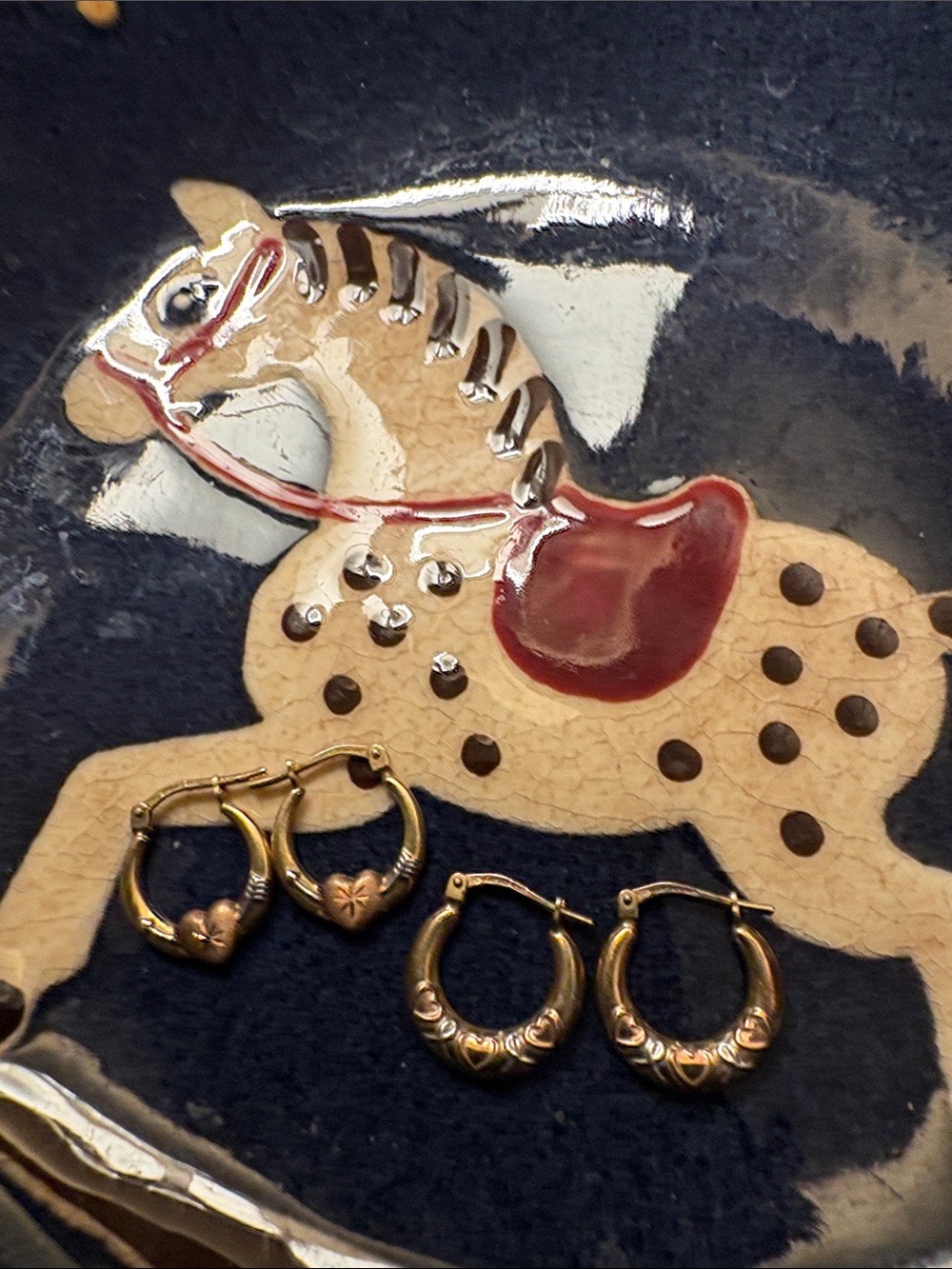 (2)pairs of GoldSterling Heart Hoop Earrings